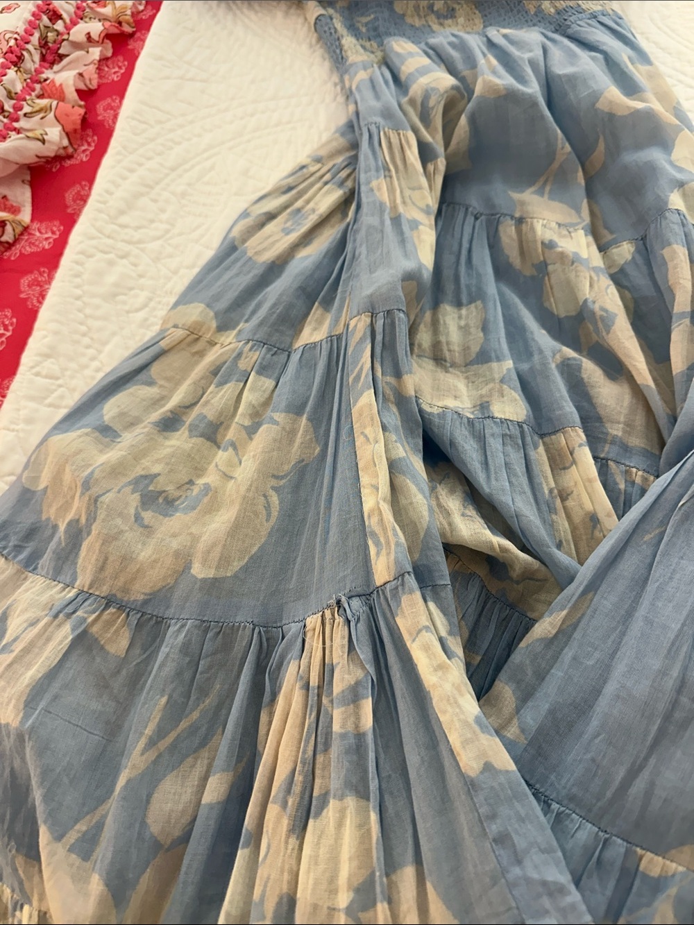 Free People Blue Floral Smocked Maxi Dress - Picture 8 of 9